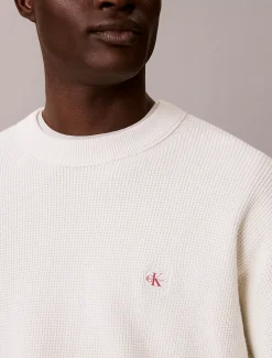 Calvin Klein Strickpullover aus Baumwolle mit Waffelstruktur^Herren Strickdesigns
