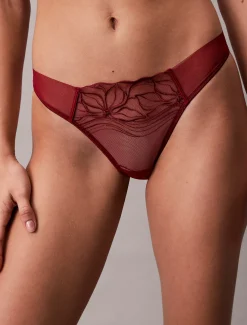 Calvin Klein String - CK Black Floral Lace^Damen Dessous|Unterhosen