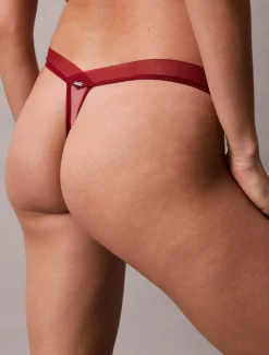 Calvin Klein String - CK Black Floral Lace^Damen Dessous|Unterhosen