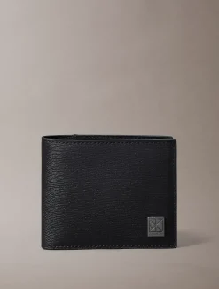 Calvin Klein Strukturiertes, zweifach faltbares Portemonnaie mit Emblem-Logo^Herren Geldbörsen & Kartenetuis