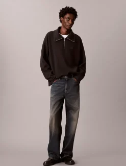 Calvin Klein Sweatshirt aus angerautem Rippenstoff mit Viertelreißverschluss und Emblem-Logo^Herren Hoodies & Sweatshirts