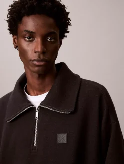 Calvin Klein Sweatshirt aus angerautem Rippenstoff mit Viertelreißverschluss und Emblem-Logo^Herren Hoodies & Sweatshirts