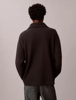 Calvin Klein Sweatshirt aus angerautem Rippenstoff mit Viertelreißverschluss und Emblem-Logo^Herren Hoodies & Sweatshirts