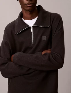 Calvin Klein Sweatshirt aus angerautem Rippenstoff mit Viertelreißverschluss und Emblem-Logo^Herren Hoodies & Sweatshirts