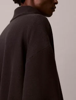 Calvin Klein Sweatshirt aus angerautem Rippenstoff mit Viertelreißverschluss und Emblem-Logo^Herren Hoodies & Sweatshirts