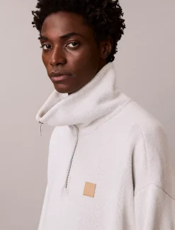 Calvin Klein Sweatshirt aus angerautem Rippenstoff mit Viertelreißverschluss und Emblem-Logo^Herren Hoodies & Sweatshirts