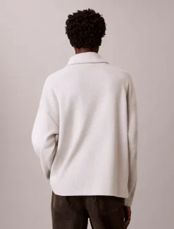 Calvin Klein Sweatshirt aus angerautem Rippenstoff mit Viertelreißverschluss und Emblem-Logo^Herren Hoodies & Sweatshirts