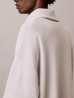 Calvin Klein Sweatshirt aus angerautem Rippenstoff mit Viertelreißverschluss und Emblem-Logo^Herren Hoodies & Sweatshirts