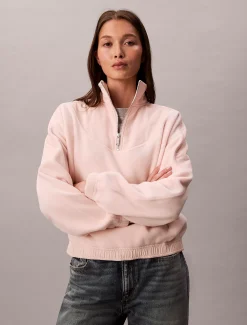 Calvin Klein Sweatshirt aus Fleece mit Reißverschluss am Hals^Damen Sweatshirts & Hoodies
