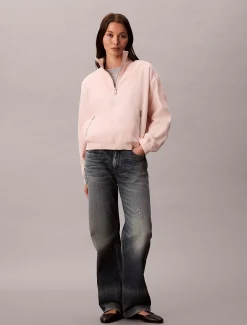 Calvin Klein Sweatshirt aus Fleece mit Reißverschluss am Hals^Damen Sweatshirts & Hoodies
