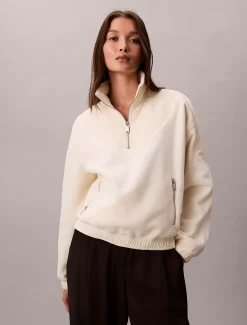 Calvin Klein Sweatshirt aus Fleece mit Reißverschluss am Hals^Damen Sweatshirts & Hoodies