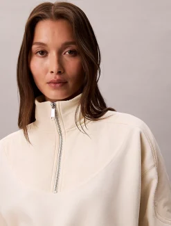 Calvin Klein Sweatshirt aus Fleece mit Reißverschluss am Hals^Damen Sweatshirts & Hoodies