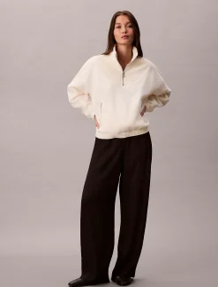 Calvin Klein Sweatshirt aus Fleece mit Reißverschluss am Hals^Damen Sweatshirts & Hoodies