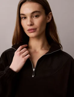 Calvin Klein Sweatshirt aus Fleece mit Reißverschluss am Hals^Damen Sweatshirts & Hoodies