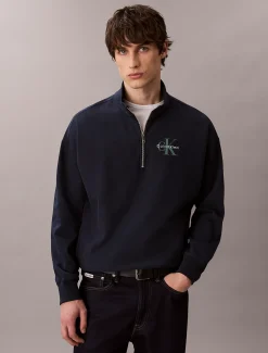 Calvin Klein Sweatshirt mit Reißverschluss aus hochwertigem Frottee^Herren Hoodies & Sweatshirts