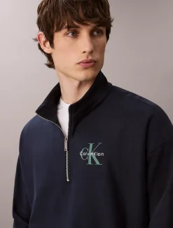 Calvin Klein Sweatshirt mit Reißverschluss aus hochwertigem Frottee^Herren Hoodies & Sweatshirts