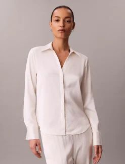 Calvin Klein Tailliertes Hemd aus gehämmertem Satin^Damen Hemden & Blusen