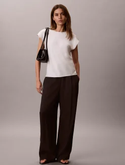 Calvin Klein Tailliertes Top aus glattem Satin^Damen Hemden & Blusen