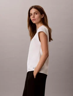 Calvin Klein Tailliertes Top aus glattem Satin^Damen Hemden & Blusen