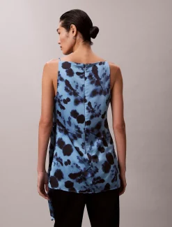 Calvin Klein Tanktop aus Satin mit Print und gedrehter Drapierung^Damen Hemden & Blusen|T-shirts & Tops