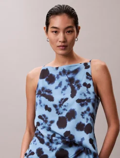 Calvin Klein Tanktop aus Satin mit Print und gedrehter Drapierung^Damen Hemden & Blusen|T-shirts & Tops