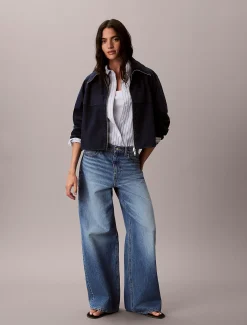 Calvin Klein Tech-Denim-Jacke mit Reißverschluss^Damen Jeansjacken|JackenFrisch Eingetroffen