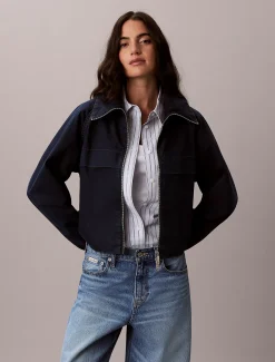 Calvin Klein Tech-Denim-Jacke mit Reißverschluss^Damen Jeansjacken|JackenFrisch Eingetroffen