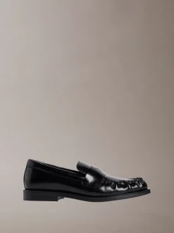 Calvin Klein Theo - Penny Loafers aus Leder mit plissiertem Zehenbereich^Damen Flache Schuhe
