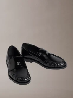 Calvin Klein Theo - Penny Loafers aus Leder mit plissiertem Zehenbereich^Damen Flache Schuhe