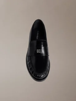 Calvin Klein Theo - Penny Loafers aus Leder mit plissiertem Zehenbereich^Damen Flache Schuhe