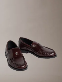 Calvin Klein Theo - Penny Loafers aus Leder mit plissiertem Zehenbereich^Damen Flache Schuhe