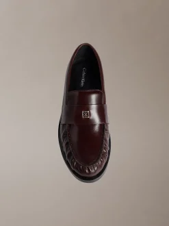 Calvin Klein Theo - Penny Loafers aus Leder mit plissiertem Zehenbereich^Damen Flache Schuhe