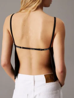 Calvin Klein Top mit offenem Rücken und Logo Tape^Damen T-shirts & Tops