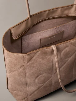 Calvin Klein Tote Bag aus Wildleder mit geprägtem Emblem-Logo^Damen Tote Bags|Taschen