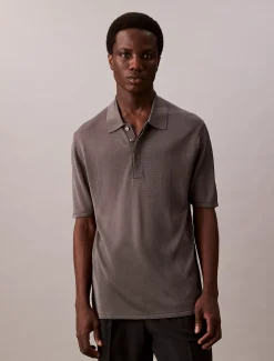 Calvin Klein Transparenter Polo-Pullover^Herren Hemden & Poloshirts|Strickdesigns