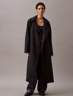 Calvin Klein Trench Coat aus Woll-Twill^Damen Mäntel|Stepp Jacken