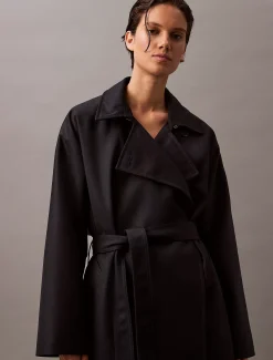 Calvin Klein Trench Coat aus Woll-Twill^Damen Mäntel|Stepp Jacken