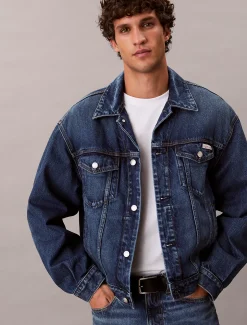 Calvin Klein Trucker-Jacke aus Denim im 90er Jahre Look^Herren Jeansjacken|JackenFrisch Eingetroffen