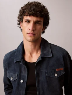 Calvin Klein Trucker-Jacke aus Wildleder im 90er Jahre Stil^Herren JackenFrisch Eingetroffen