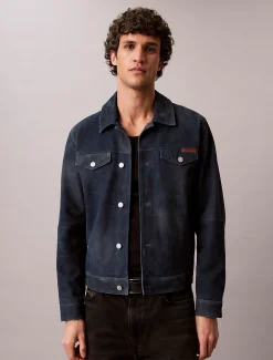Calvin Klein Trucker-Jacke aus Wildleder im 90er Jahre Stil^Herren JackenFrisch Eingetroffen