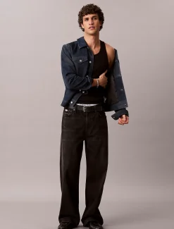 Calvin Klein Trucker-Jacke aus Wildleder im 90er Jahre Stil^Herren JackenFrisch Eingetroffen