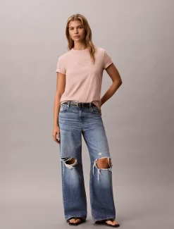 Calvin Klein T-Shirt mit metallisch-glänzendem Logo^Damen T-shirts & Tops