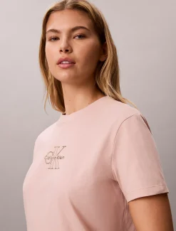 Calvin Klein T-Shirt mit metallisch-glänzendem Logo^Damen T-shirts & Tops