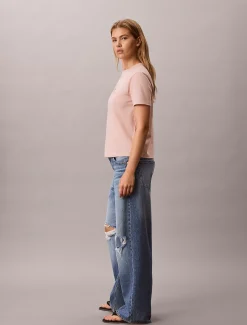 Calvin Klein T-Shirt mit metallisch-glänzendem Logo^Damen T-shirts & Tops