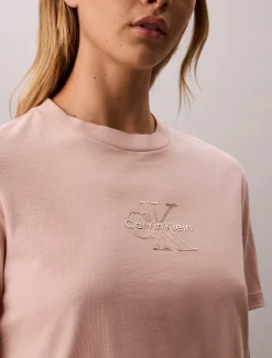 Calvin Klein T-Shirt mit metallisch-glänzendem Logo^Damen T-shirts & Tops