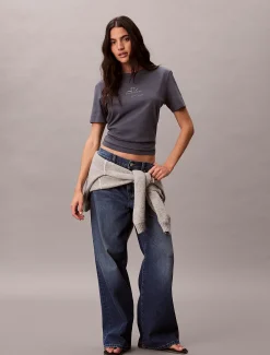 Calvin Klein T-Shirt mit metallisch-glänzendem Logo^Damen T-shirts & Tops