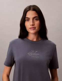 Calvin Klein T-Shirt mit metallisch-glänzendem Logo^Damen T-shirts & Tops