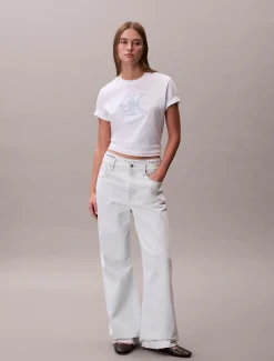 Calvin Klein T-Shirt mit Monogramm-Applikation^Damen T-shirts & Tops