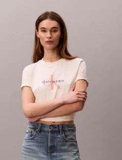 Calvin Klein T-Shirt mit Monogramm-Logo^Damen T-shirts & Tops