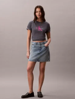 Calvin Klein T-Shirt mit Monogramm-Logo^Damen T-shirts & Tops